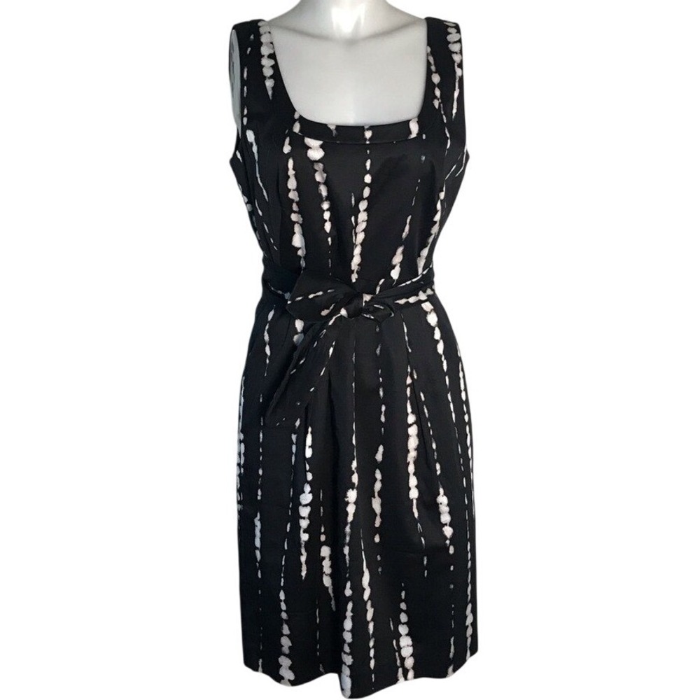 ANN TAYLOR BLACK &‎ WHITE WAIST TIE TANK DRESS